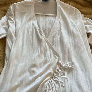White Fringe Cardigan by Limited